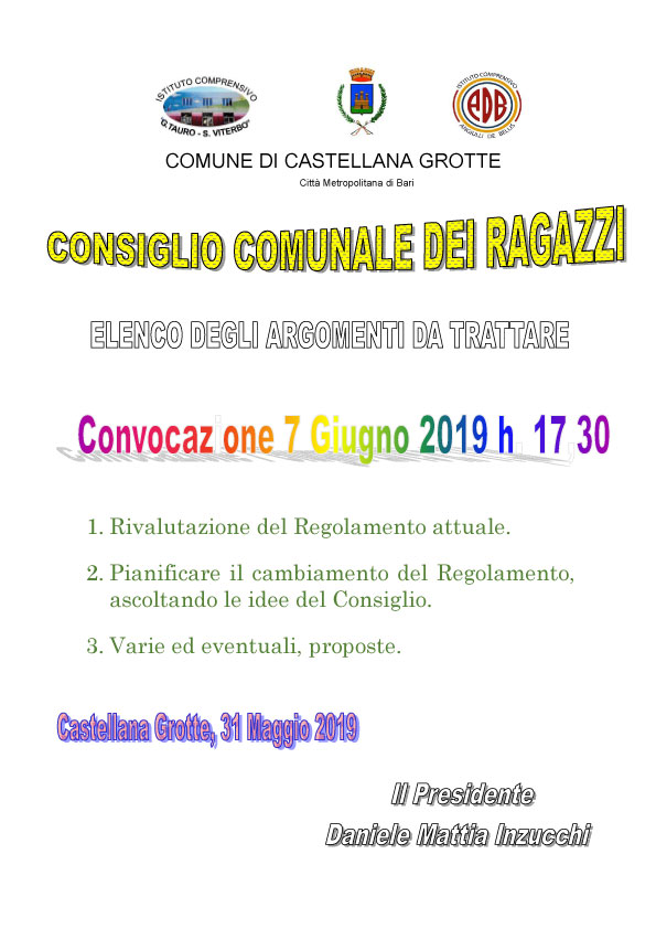 MANIFESTO CONVOCAZIONE 7 GIUGNO 2019 H. 1730